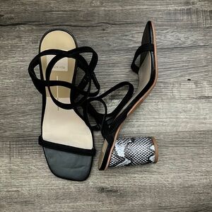 Dolce Vita "Nixon Sandal" snakeskin round heel black elastic straps